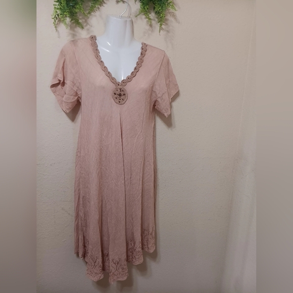 Raya Sun Blush Dress with Crochet Detail - Picture 1 of 7